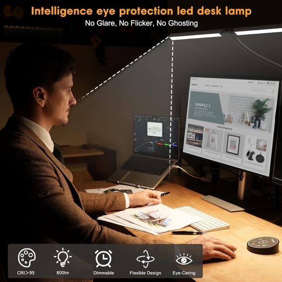 NWT Led Desk Lamp for Office Home - Eye Caring Architect lamp with Clamp,Dual - Picture 4 of 7